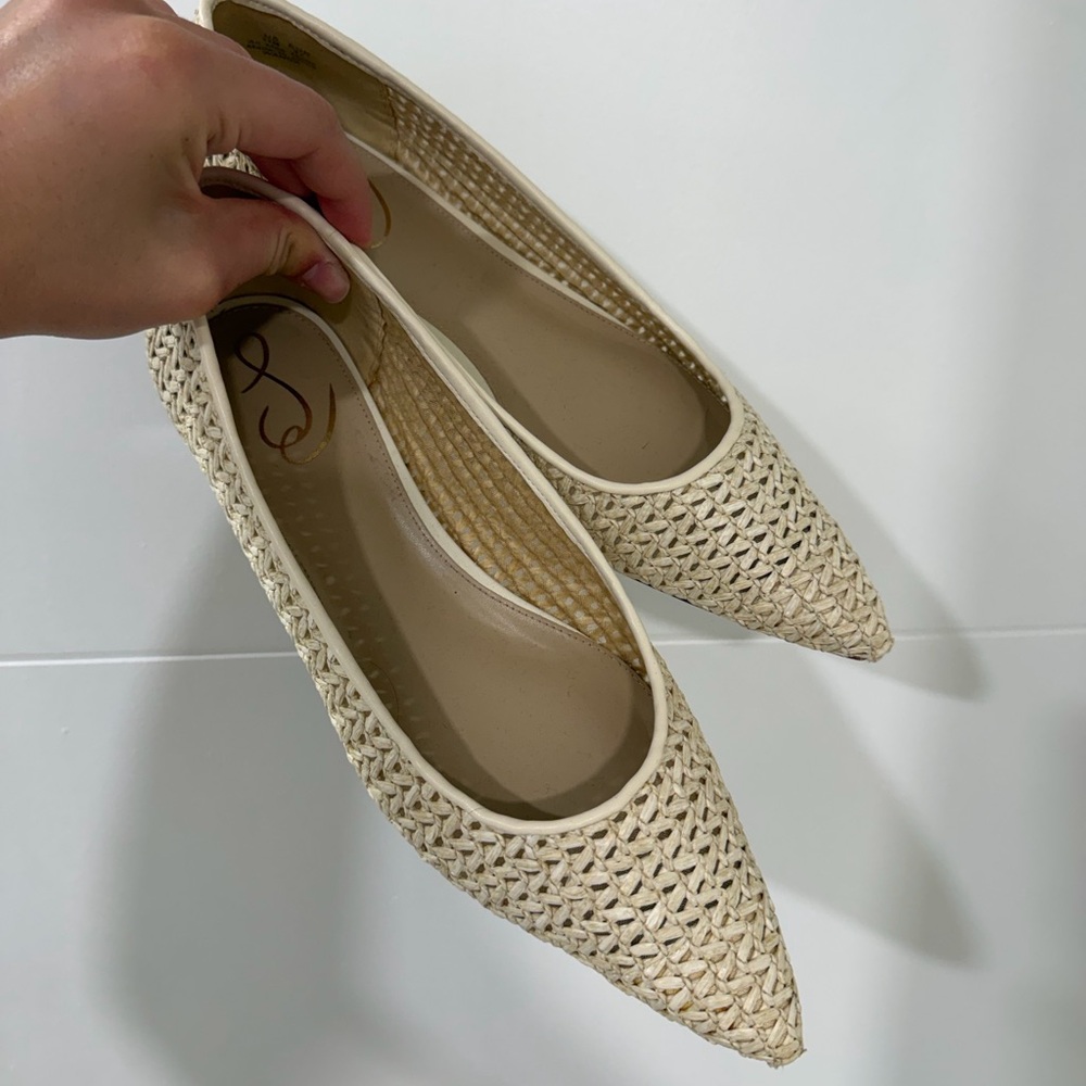 Sam Edelman Cream Woven Pointed Toe Flats